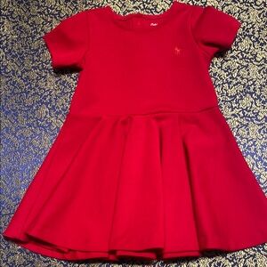 Ralph Lauren Red Pleated Tiered Casual Dress
